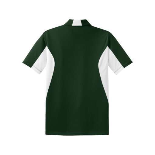 CoolWick Men's Tall Side Blocked Micropique Bowling Polo - Forest Green/White (back)