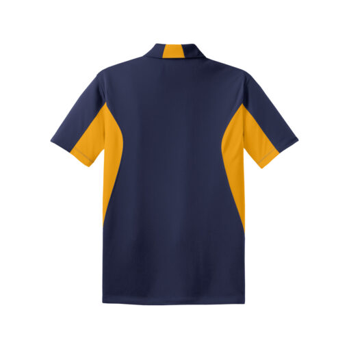 CoolWick Men's Tall Side Blocked Micropique Bowling Polo - True Navy/Gold (back)