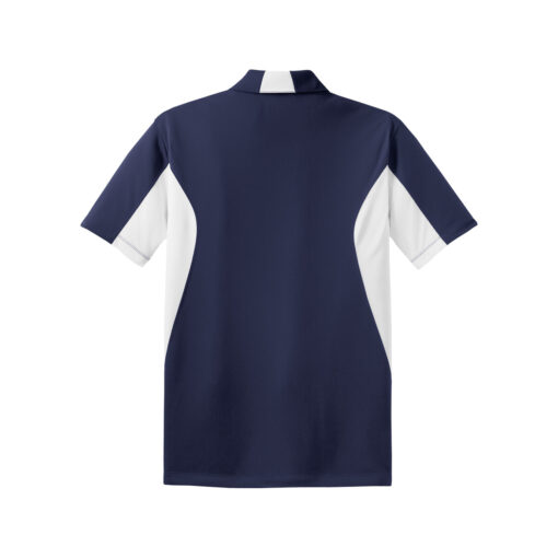 CoolWick Men's Tall Side Blocked Micropique Bowling Polo - True Navy/White (back)