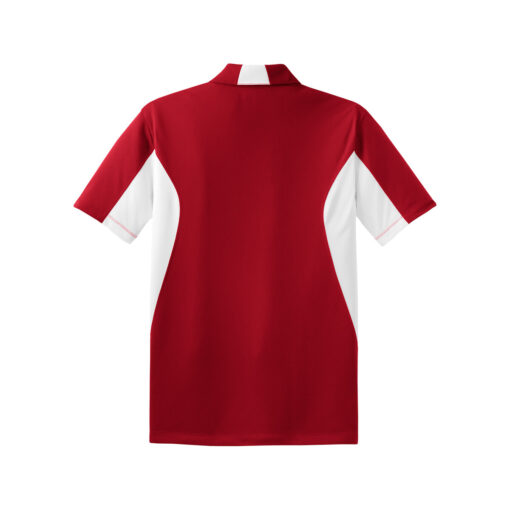 CoolWick Men's Tall Side Blocked Micropique Bowling Polo - True Red/White (back)