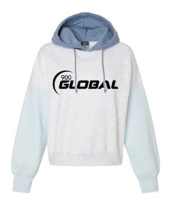 900 Global CoolWick Women's Colorblock Crop Bowling Hoodie - Arctic Blue