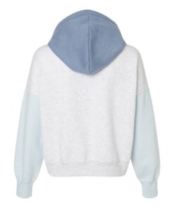 CoolWick Women's Colorblock Crop Bowling Hoodie back - Arctic Blue