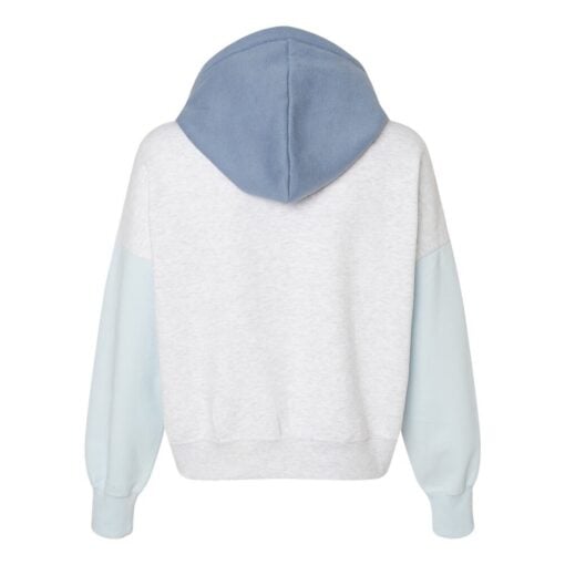 CoolWick Women's Colorblock Crop Bowling Hoodie back - Arctic Blue