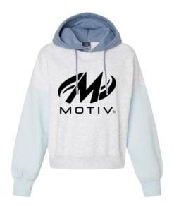 Motiv CoolWick Women's Colorblock Crop Bowling Hoodie - Arctic Blue
