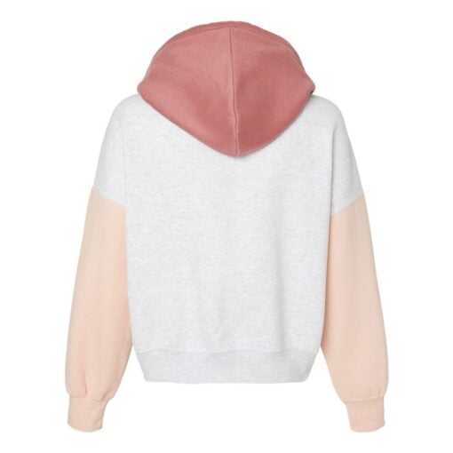 CoolWick Women's Colorblock Crop Bowling Hoodie back - Cameo Pink