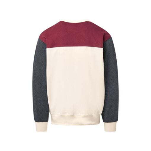 CoolWick Men's Otto Colorblock Crewneck Bowling Sweatshirt back - Biking Red/ Charcoal