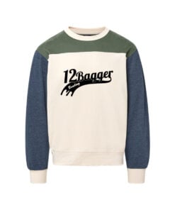 12Bagger CoolWick Men's Otto Colorblock Crewneck Bowling Sweatshirt - Vintage Olive/ Navy Heather
