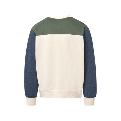 CoolWick Men's Otto Colorblock Crewneck Bowling Sweatshirt back - Vintage Olive/ Navy Heather
