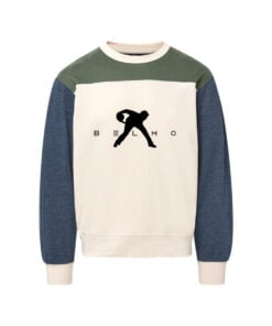 Belmo CoolWick Men's Otto Colorblock Crewneck Bowling Sweatshirt - Vintage Olive/ Navy Heather