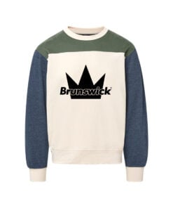 Brunswick CoolWick Men's Otto Colorblock Crewneck Bowling Sweatshirt - Vintage Olive/ Navy Heather
