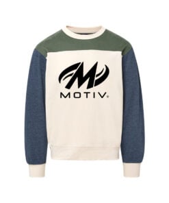 Motiv CoolWick Men's Otto Colorblock Crewneck Bowling Sweatshirt - Vintage Olive/ Navy Heather