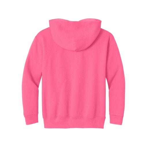CoolWick Youth NuBlend Pullover Bowling Hoodie back - Neon Pink