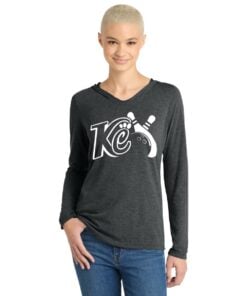 Kristina Cox Women's Tri Blend CoolWick Bowling Tee Hoodie Black Frost