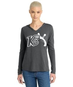 Kristina Cox Women's Tri Blend CoolWick Bowling Tee Hoodie Charcoal