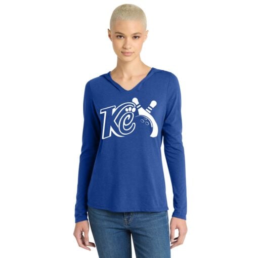 Kristina Cox Women's Tri Blend CoolWick Bowling Tee Hoodie Deep Royal