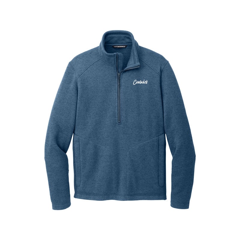 CoolWick CoolWick Men's Arc Bowling Sweater 1/4 Zip Pullover - Insignia Blue Heather
