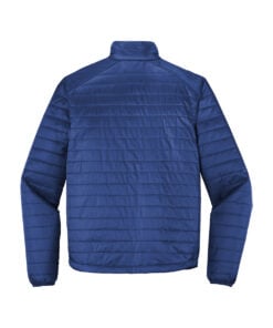 CoolWick Men's Packable Puffy Bowling Jacket back - Cobalt Blue
