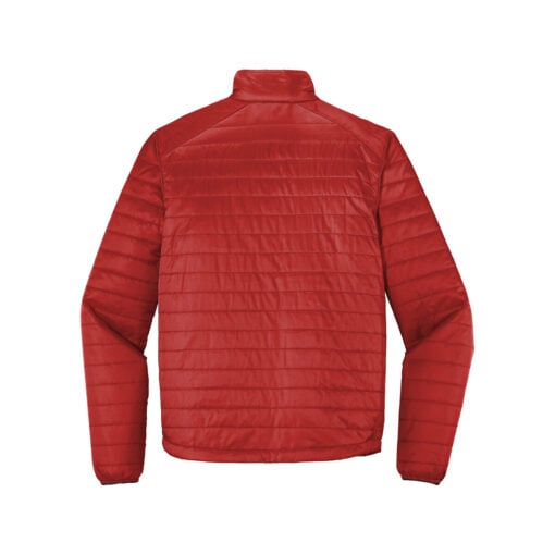 CoolWick Men's Packable Puffy Bowling Jacket back - Fire Red/ Graphite