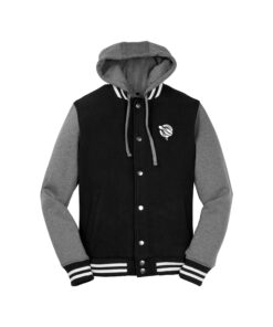 12Bagger CoolWick Men's Retro Varsity Bowling Jacket - Black/Vintage Heather
