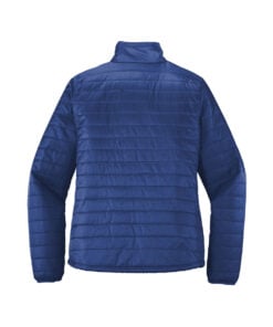 CoolWick Women's Packable Puffy Bowling Jacket back - Cobalt Blue