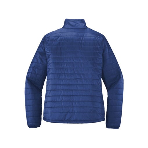 CoolWick Women's Packable Puffy Bowling Jacket back - Cobalt Blue
