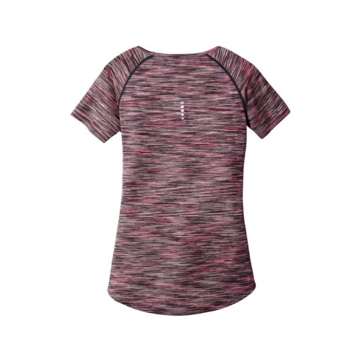 CoolWick Women's OGIO Verge Scoop Neck Bowling Tee back - Fierce Coral Space Dye