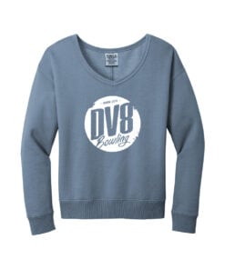 DV8 CoolWick Women's Beach Wash V-Neck Bowling Sweatshirt - Faded Denim