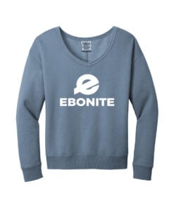 Ebonite CoolWick Women's Beach Wash V-Neck Bowling Sweatshirt - Faded Denim