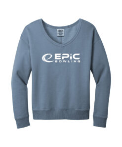 Epic CoolWick Women's Beach Wash V-Neck Bowling Sweatshirt - Faded Denim