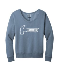 Hammer CoolWick Women's Beach Wash V-Neck Bowling Sweatshirt - Faded Denim