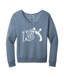 Kristina Cox Women's Beach Wash V-Neck CoolWick Bowling Sweatshirt Faded Denim