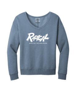 Radical CoolWick Women's Beach Wash V-Neck Bowling Sweatshirt - Faded Denim
