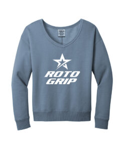 Roto Grip CoolWick Women's Beach Wash V-Neck Bowling Sweatshirt - Faded Denim
