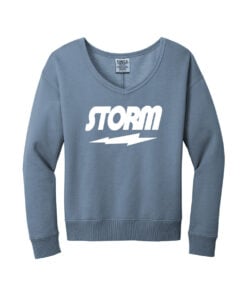 Storm CoolWick Women's Beach Wash V-Neck Bowling Sweatshirt - Faded Denim