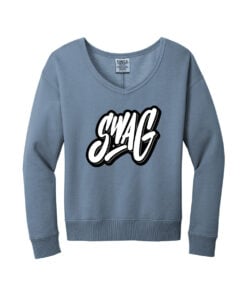 Swag CoolWick Women's Beach Wash V-Neck Bowling Sweatshirt - Faded Denim