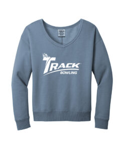 Track CoolWick Women's Beach Wash V-Neck Bowling Sweatshirt - Faded Denim