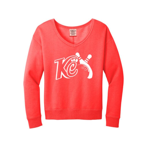 Kristina Cox Women's Beach Wash V-Neck CoolWick Bowling Sweatshirt Poppy