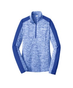 900 Global CoolWick Women's Electric Heather 1/4-Zip Bowling Pullover - True Royal Electric/ True Royal
