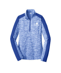 Ebonite CoolWick Women's Electric Heather 1/4-Zip Bowling Pullover - True Royal Electric/ True Royal