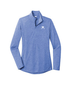 Belmo CoolWick Women's Tri-Blend Wicking 1/4-Zip Bowling Pullover - True Royal Heather