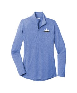 Brunswick CoolWick Women's Tri-Blend Wicking 1/4-Zip Bowling Pullover - True Royal Heather