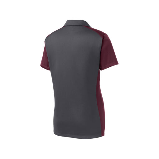 CoolWick Women's Colorblock Micropique Bowling Polo back - Iron Grey/Maroon