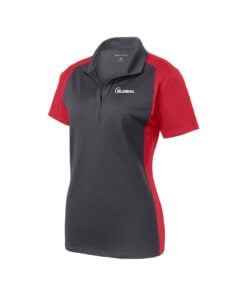 900 Global CoolWick Women's Colorblock Micropique Bowling Polo - Iron Grey/True Red