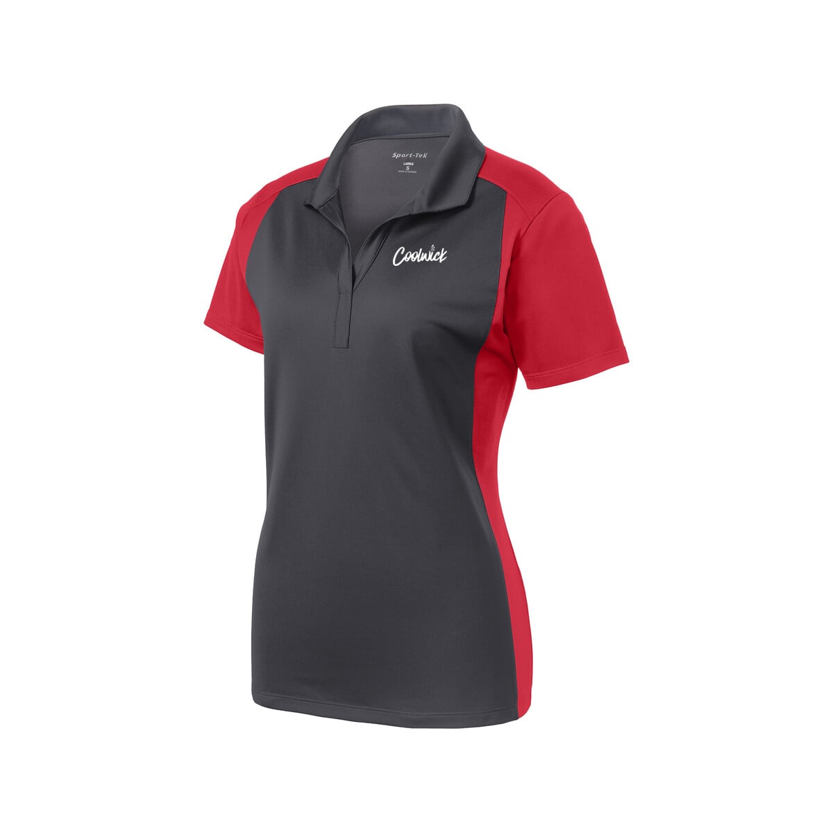 CoolWick CoolWick Women's Colorblock Micropique Bowling Polo - Iron Grey/True Red