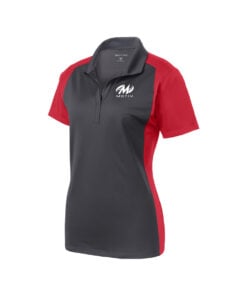 Motiv CoolWick Women's Colorblock Micropique Bowling Polo - Iron Grey/True Red