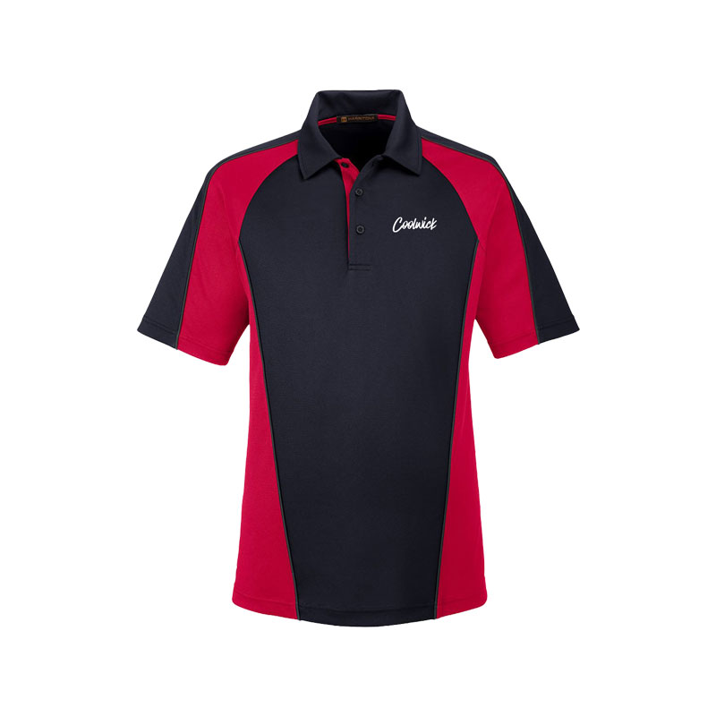CoolWick CoolWick Men's Colorblock Snag Protection Bowling Polo - Black/ Red/ Dark Charcoal