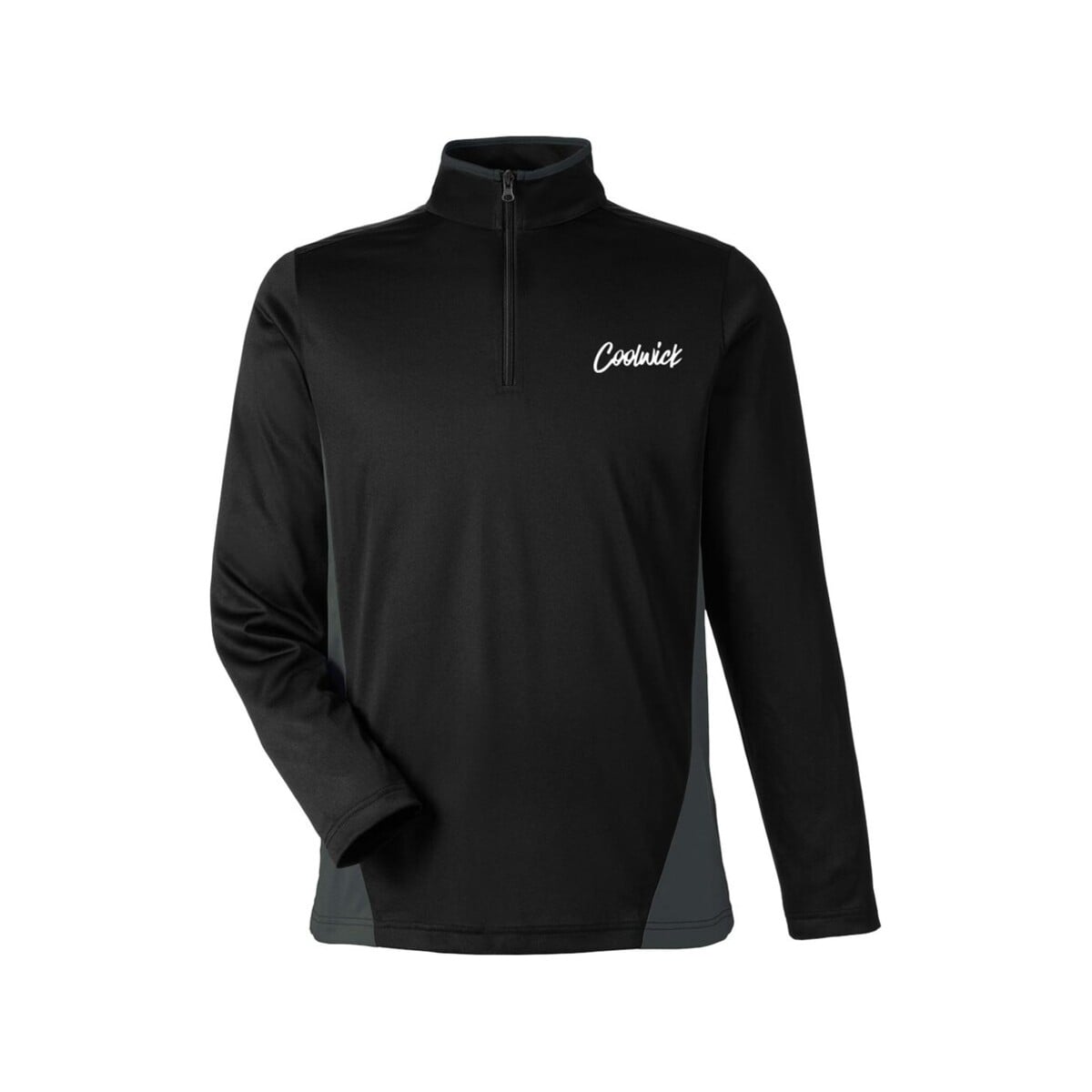 CoolWick CoolWick Colorblock Quarter-Zip Bowling Pullover - Black/Dark Charcoal