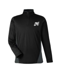 Swag CoolWick Colorblock Quarter-Zip Bowling Pullover - Black/Dark Charcoal