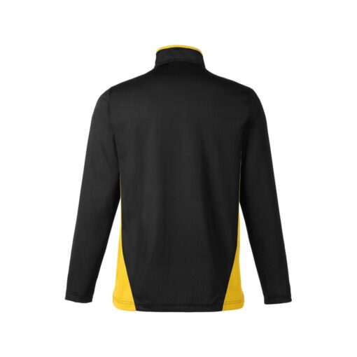 CoolWick Colorblock Quarter-Zip Bowling Pullover - Black/Sunray Yellow (back)