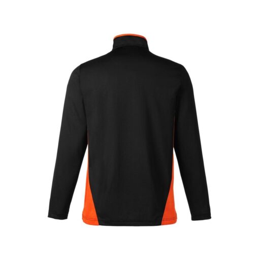 CoolWick Colorblock Quarter-Zip Bowling Pullover - Black/Team Orange (back)